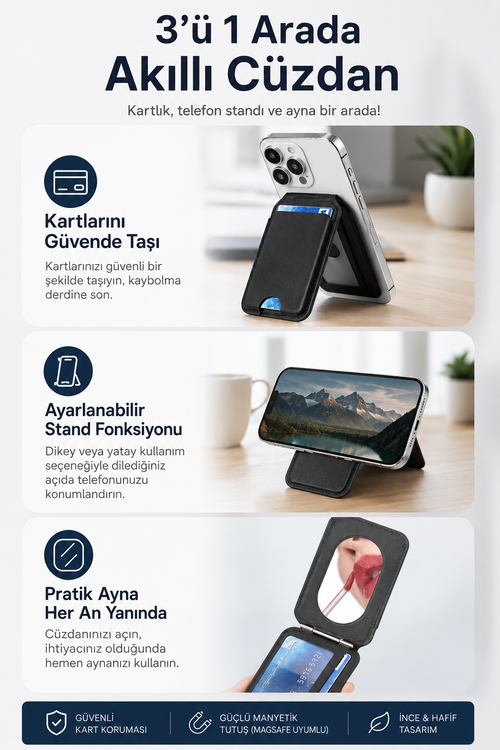 3 Fonksiyonlu Telefon Tutuculu Kılıf