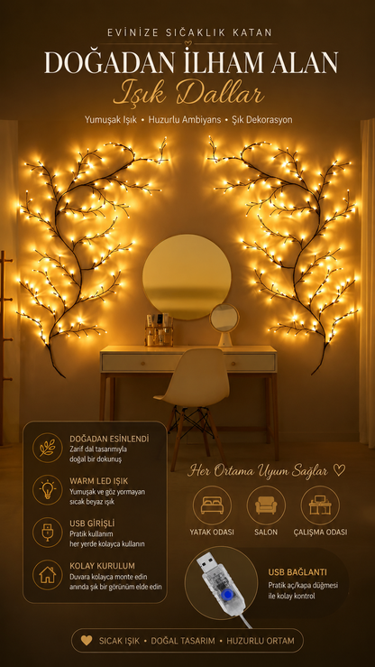 LED Ağaç Dalı Duvar Dekoru